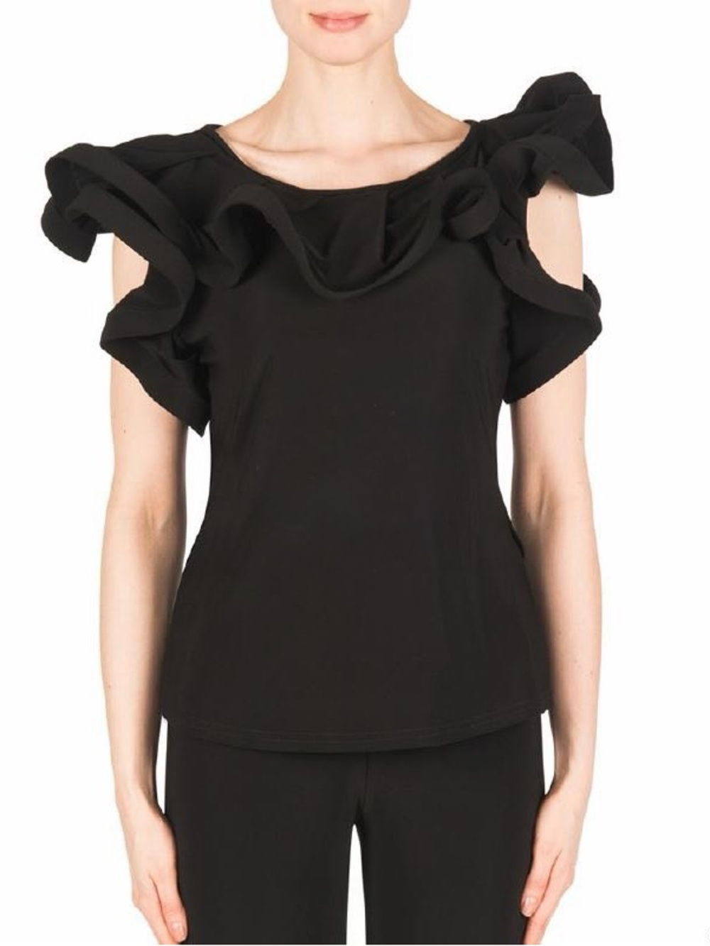 Dramatic Ruffled Joseph Ribkoff Black Women's Top
